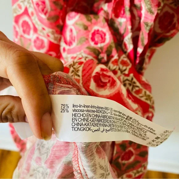 New Zara Linen Floral Button Down Size Medium Midi Dress - Picture 5 of 10